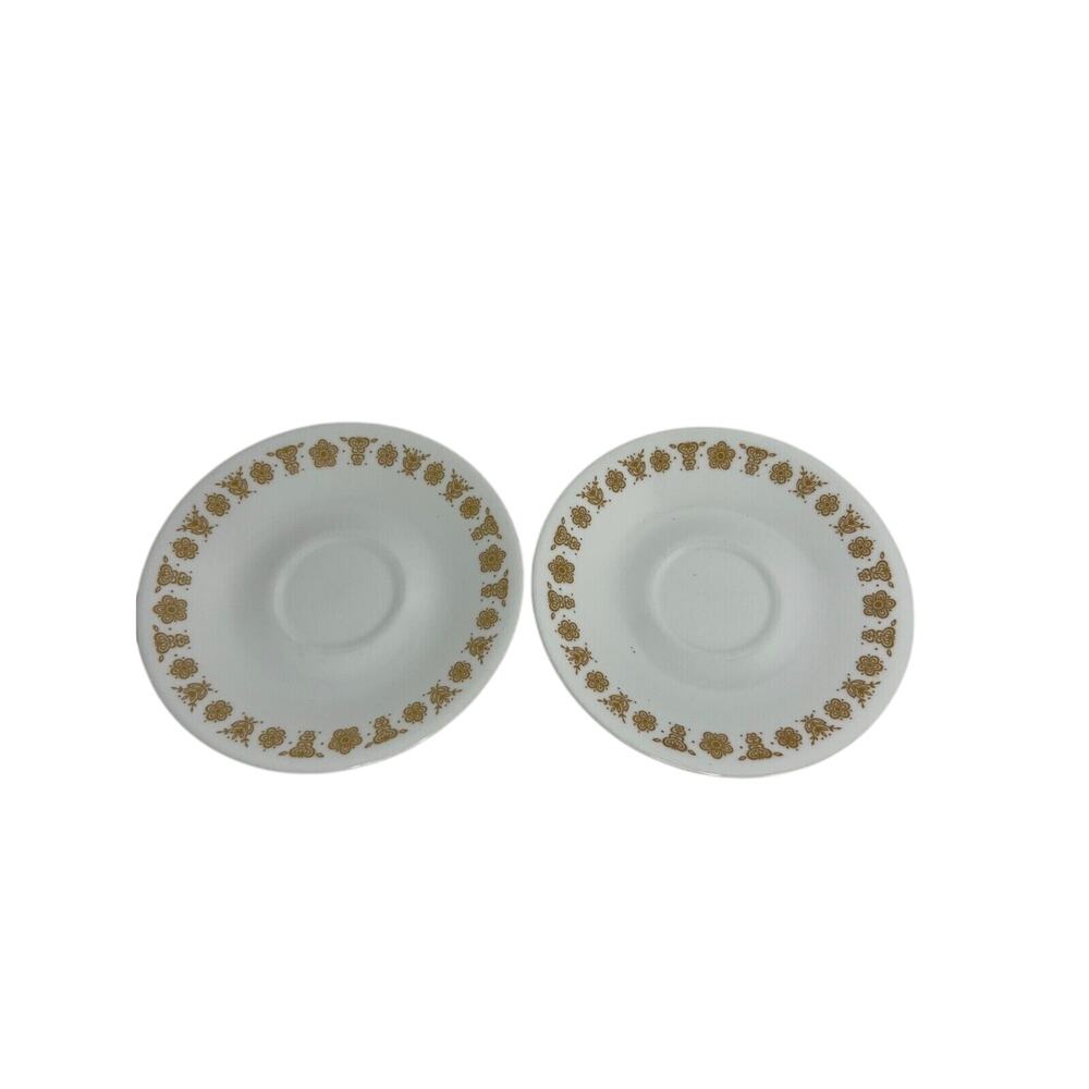 Vintage Corelle Gold Butterfly Saucers